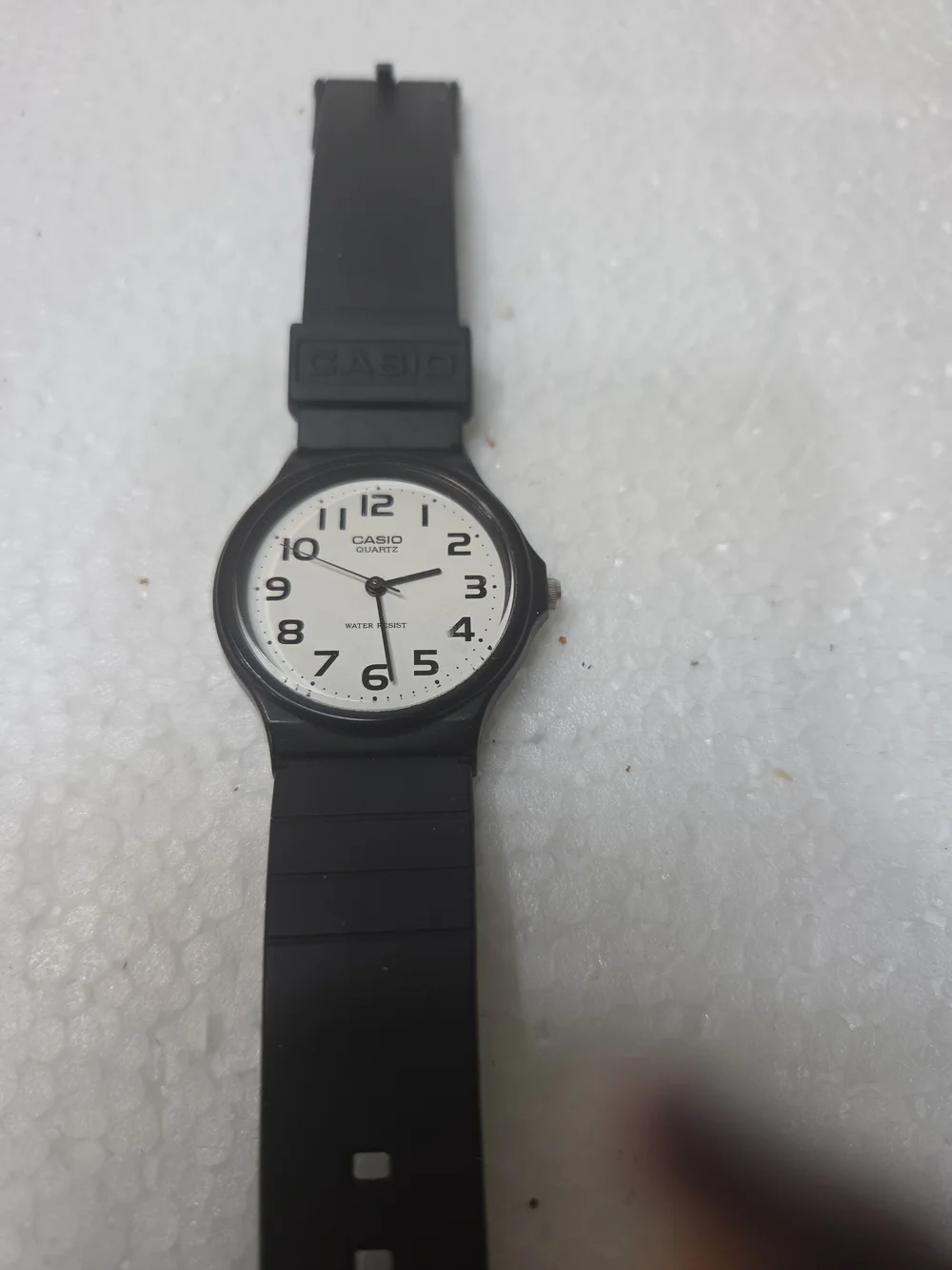 Casio Black Resin Watch with White Dial